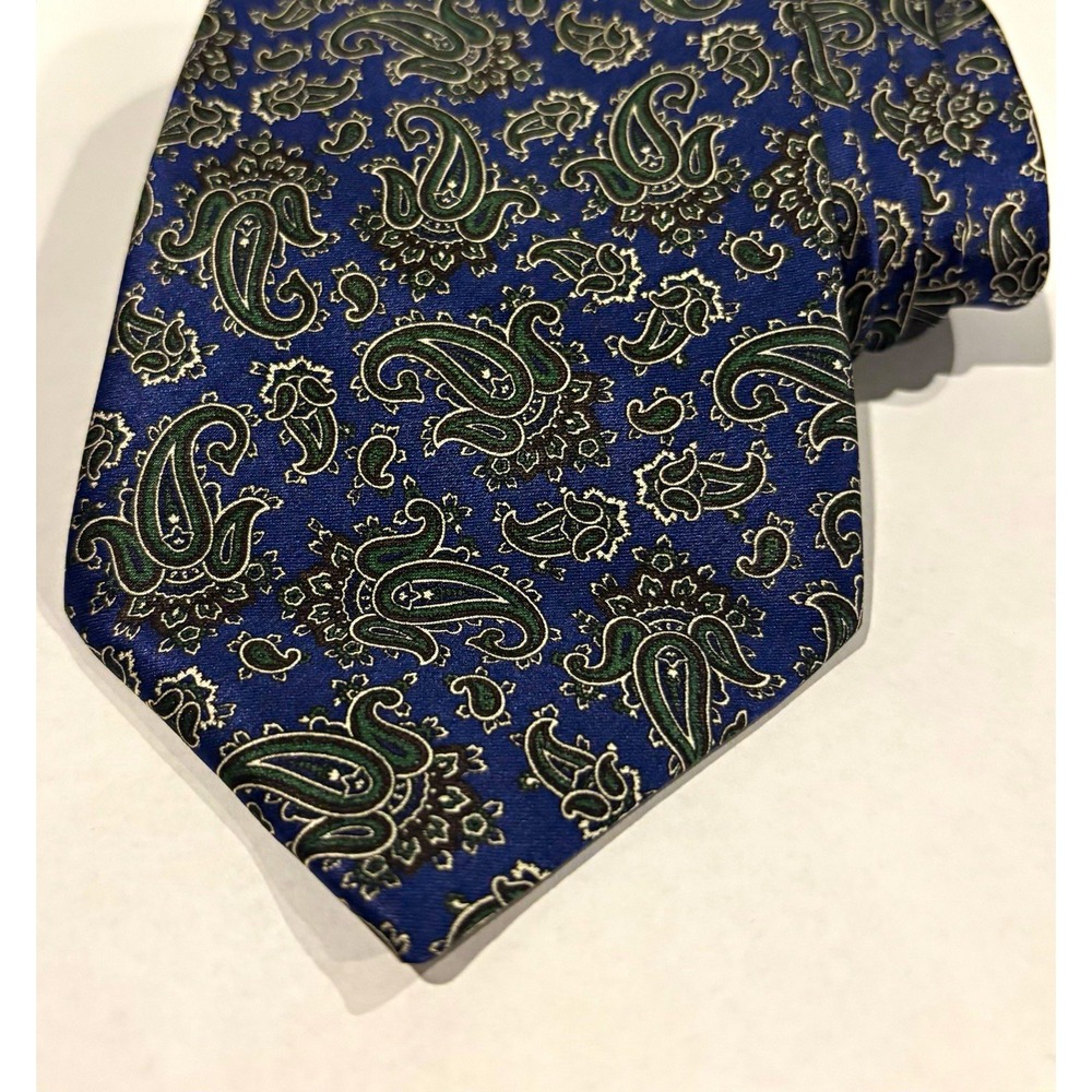 Vintage Stefano Ricci for Saks Fifth Avenue Men's Silk Tie Blue Green Paisley